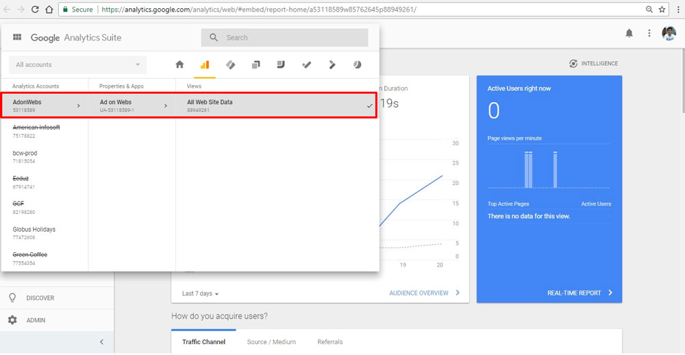 select-google-analytics-account