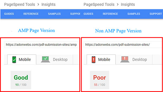 amp page speed comparison