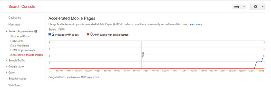 amp tracking on search console